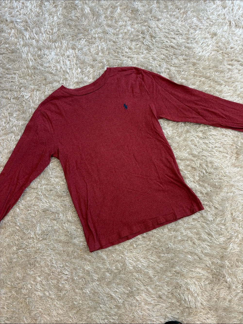 Ralph Lauren Long Sleeve Tee in Burgundy with Navy Pony